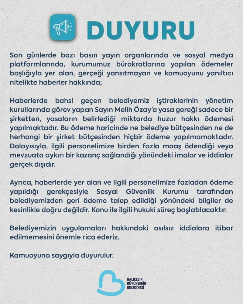 KAMUOYU DUYURUSU